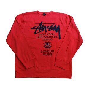 Stussy Sweater Mens 2xl International Red Graphic Print Pullover NWOT outdoors